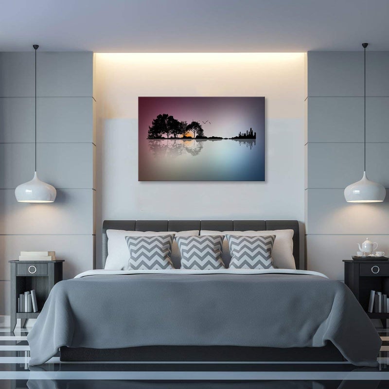 Urttiiyy Large Abstract Guitar Island Canvas Wall Art Modern Music Paintings Abstract Tree Painting Prints Music Lover Home Decor for Living Room Framed Ready to Hang - Image 3
